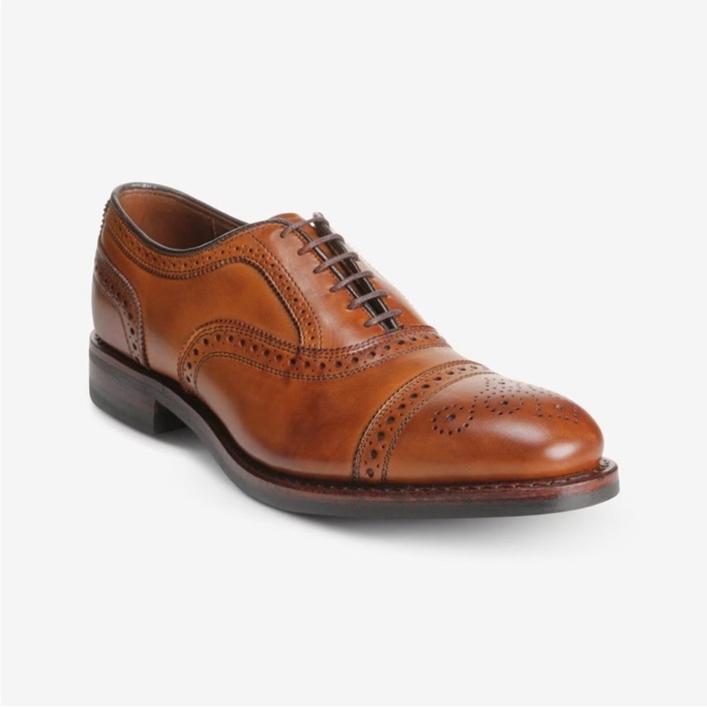 Allen Edmonds Strand brown leather Cap Toe Oxfords derby shoes men 10